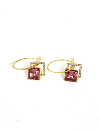 Purple Square Fashion Earrings