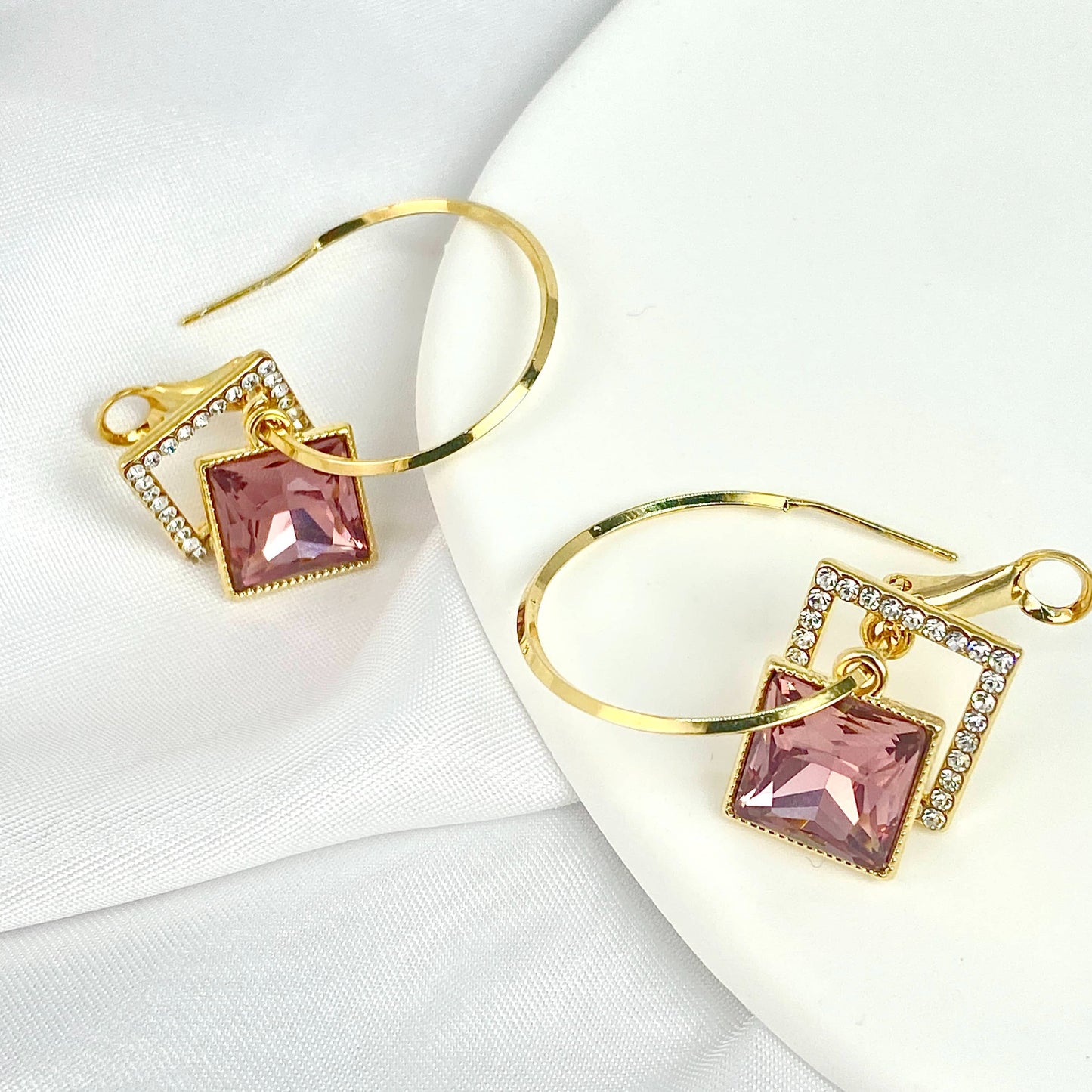 Purple Square Fashion Earrings