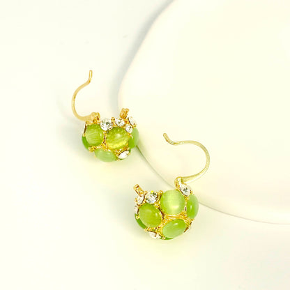 Fresh Green Flower Basket Earrings