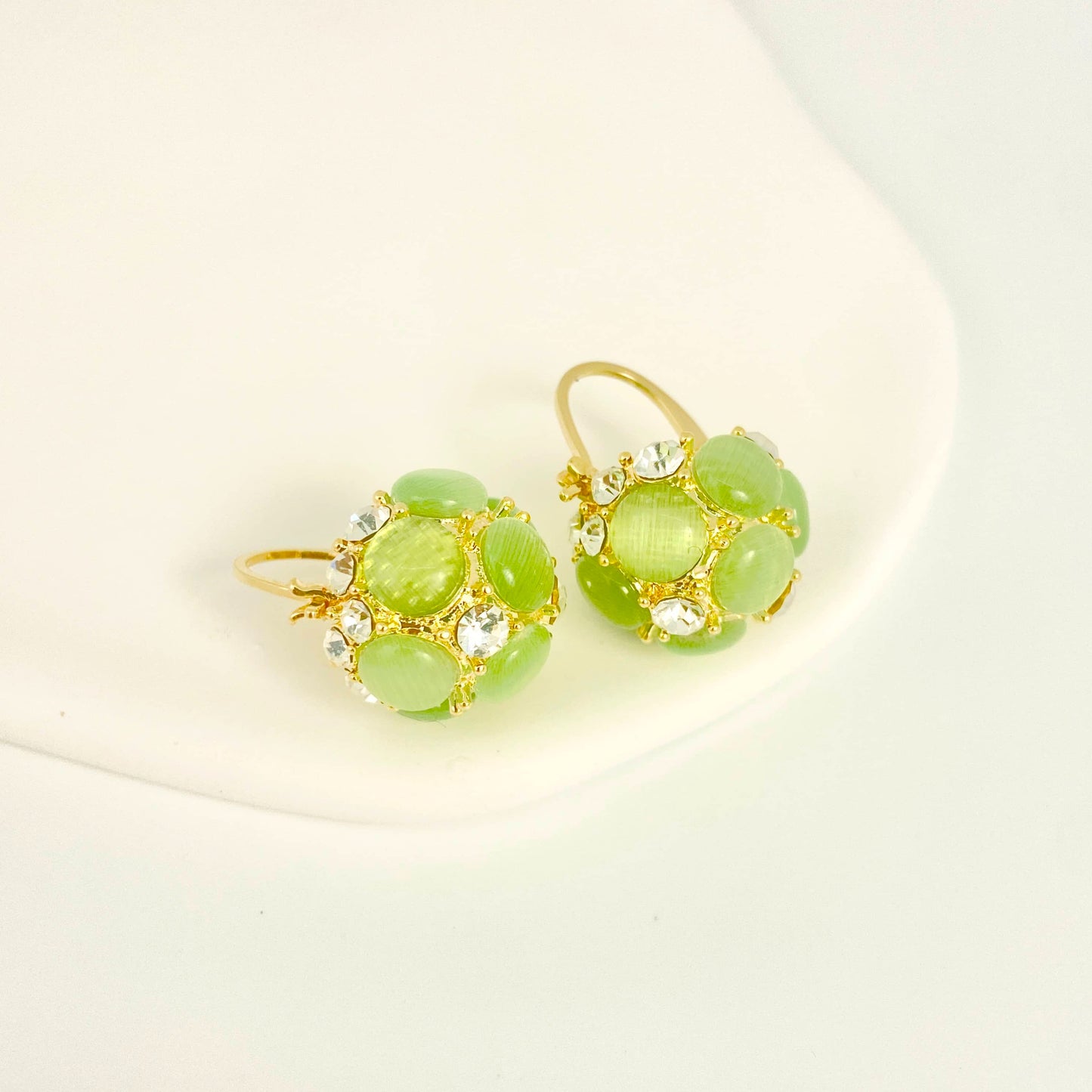 Fresh Green Flower Basket Earrings