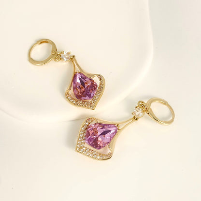 Dreamy Purple Rhombus-shaped Earrings