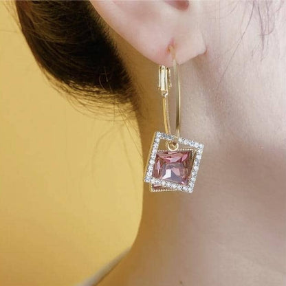 Purple Square Fashion Earrings