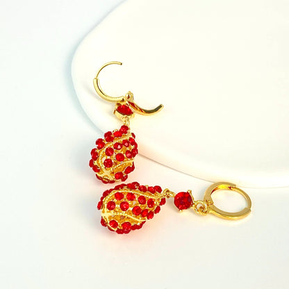 Spiral teardrop fashion red earrings