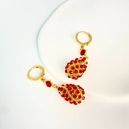 Spiral teardrop fashion red earrings