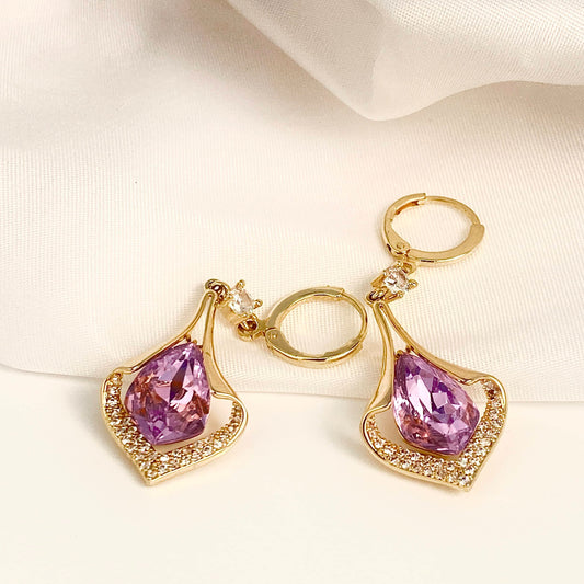 Dreamy Purple Rhombus-shaped Earrings