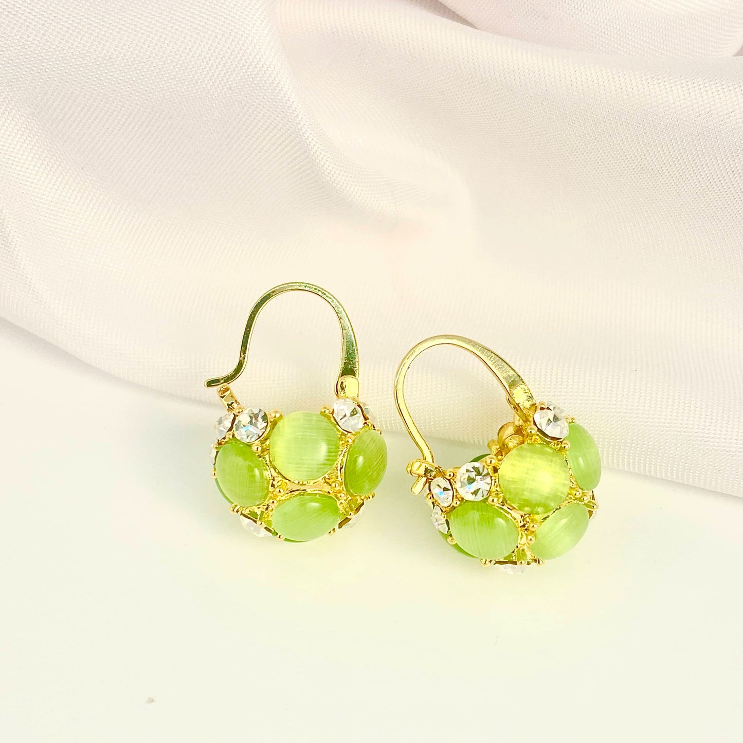 Fresh Green Flower Basket Earrings