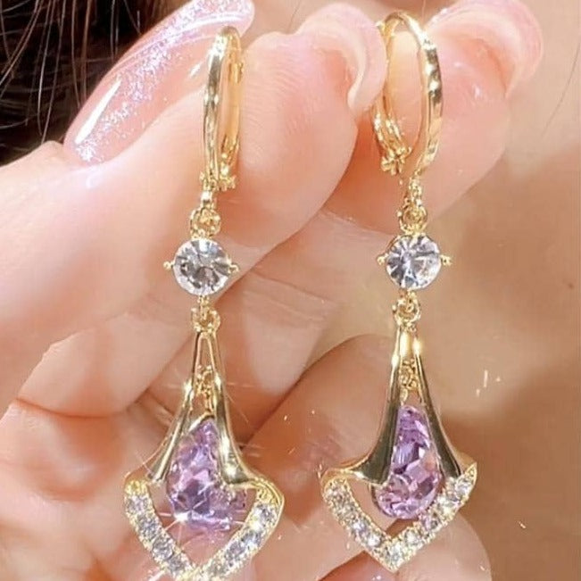 Dreamy Purple Rhombus-shaped Earrings