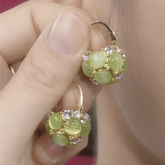 Fresh Green Flower Basket Earrings