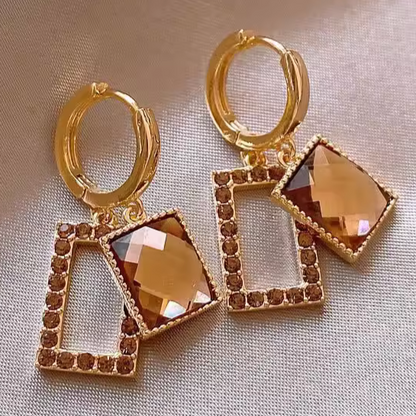 Milad-Style Square Crystal Earrings